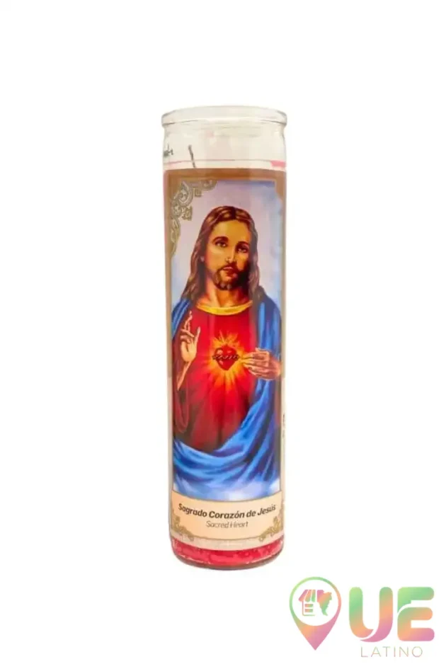 Velas Envase De Vidrio Sagrado Corazon Jesus 12UN