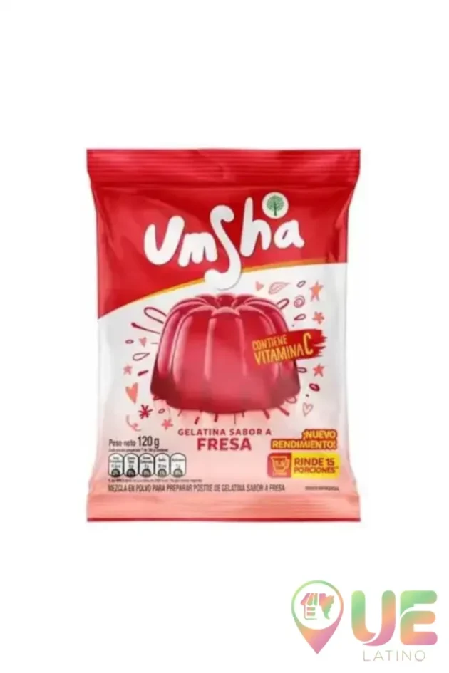 Mezcla En Polvo Para Preparar Postre De Gelatina Sabor A Fresa Umsha 150G