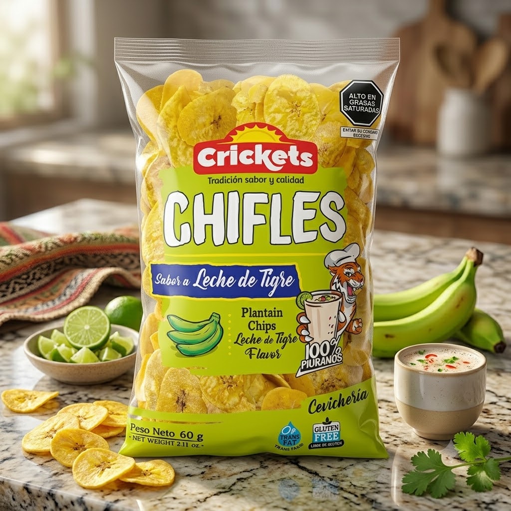 Chifles Crickets sabor a leche de tigre 60gr